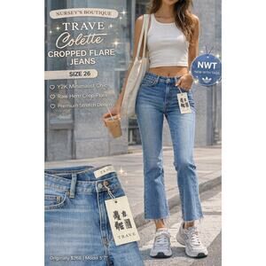TRAVE Colette Raw Hem Cropped Flare Jeans Womens 26 NWT